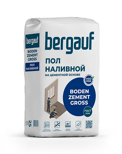 Наливной пол BODEN ZEMENT GROSS (БОДЕН ЦЕМЕНТ ГРОСС), 25 кг, Bergauf