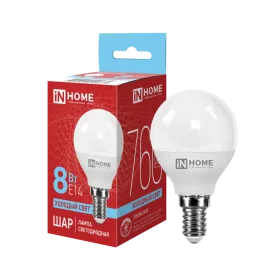 Лампа светодиодная INHOME E14 ШАР 8W 6500K
