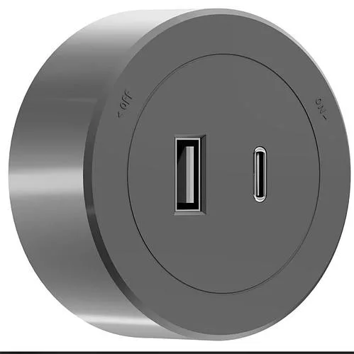 Трековая розетка USB + Type-C, черная, модульная