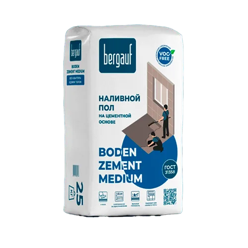 Bergauf BODEN Zement Medium - наливной пол на цементной основе, 20кг