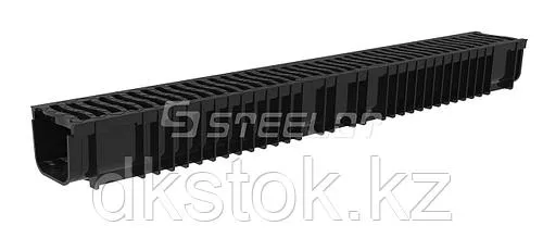 Пластиковый водоотводный лоток SteePlain DN100 H100 с решеткой кл. А15