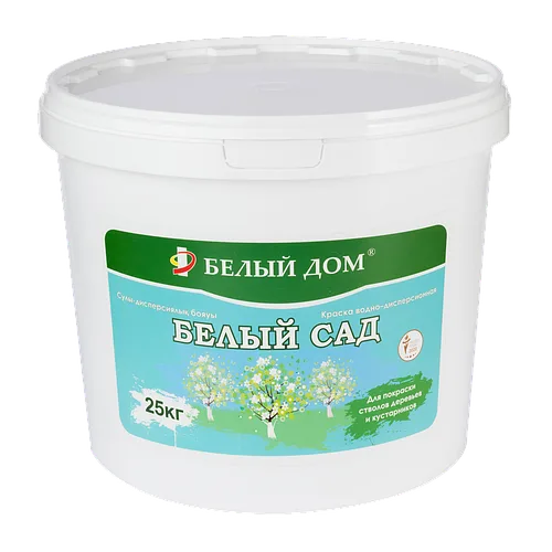 Краска для побелки деревьев водно-дисперсионная БЕЛЫЙ САД 25кг.