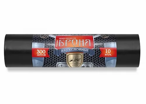 Мешки для мусора 300л.10шт. без завязок ПВД 60мкр Черный (Арт.ВР0014)