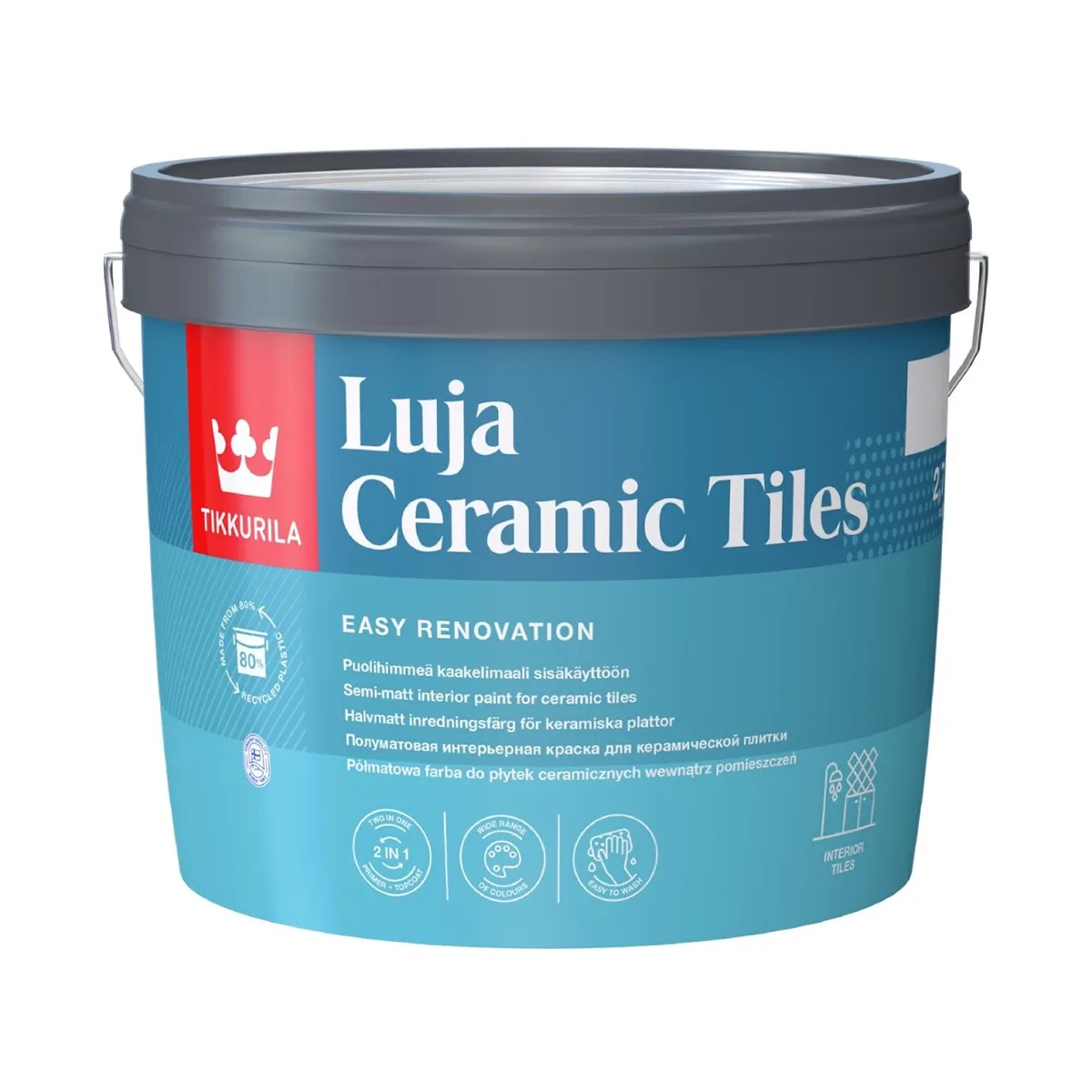 Краска интерьерная для керамической плитки Tikkurila Luja Ceramic Tiles A пл/мат 0,9л 710013947