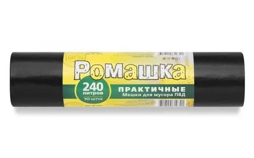 Мешки для мусора 240л.10шт. без завязок ПВД 38мкр Черный (Арт.ВР0071)
