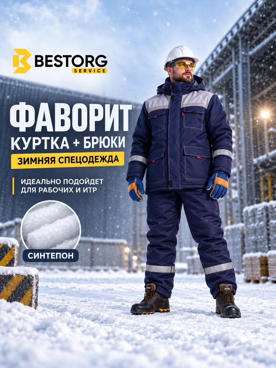 Костюм зимний рабочий «Фаворит» утепленный, темно-синий — спецодежда