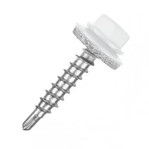Шуруп кровельный окрашенный 4.8*30 RAL9003 (150/3600) Сигнальный белый