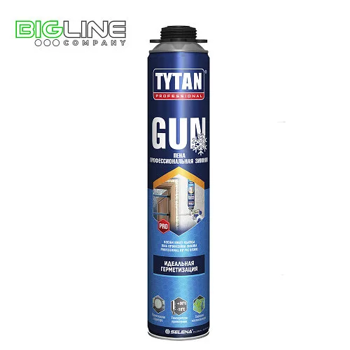 Пена монтажная TYTAN GUN проф зимняя, О2, 45 л 750 мл (-10С)