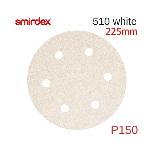Абразивный круг (оксид алюминия) P150 225мм SMIRDEX 510 White 6 отверстий