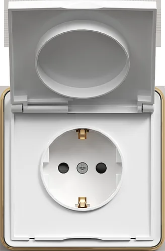 Розетка с крышкой, с/з, с/у, Белый, серия SAKURA, (TEKLED Electric)100/10