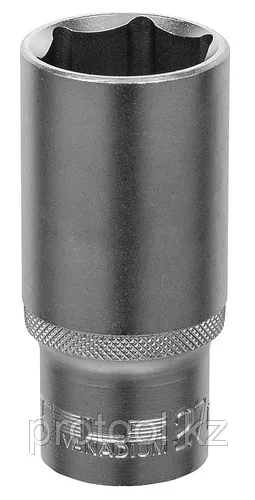 Головка торцевая удлиненная, 27 мм, 6-гранная, CrV, под квадрат 1/2"// Stels