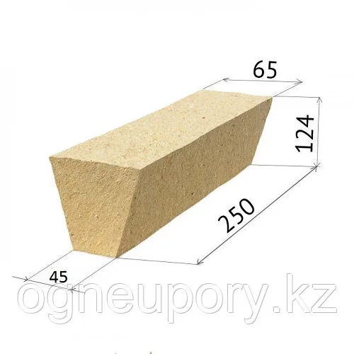 Кирпич шамотный клин ребровый ШБ-44 размер 230х114х65х55мм