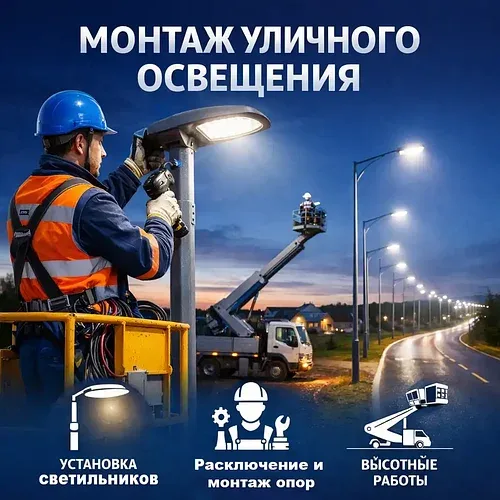 Монтаж уличного освещения, монтаж фонарей, монтаж светильников.