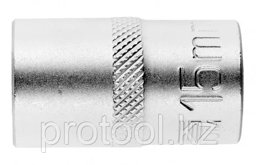 Головка торцевая, 15 мм, 12-гранная, CrV,под квадрат 1/2", хромированная// Stels