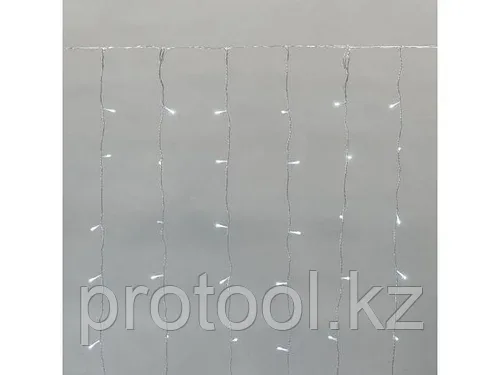 Гирлянда "Дождь" 2х1,5 м, 15 нитей, 10LED/нить, IP44, прозрачный ПВХ, белое свечение NEON-NIGHT (мерцающий