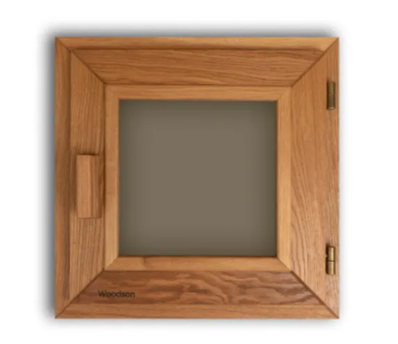 Окно Woodson PRO 40*40, стекло GREY дуб, правое