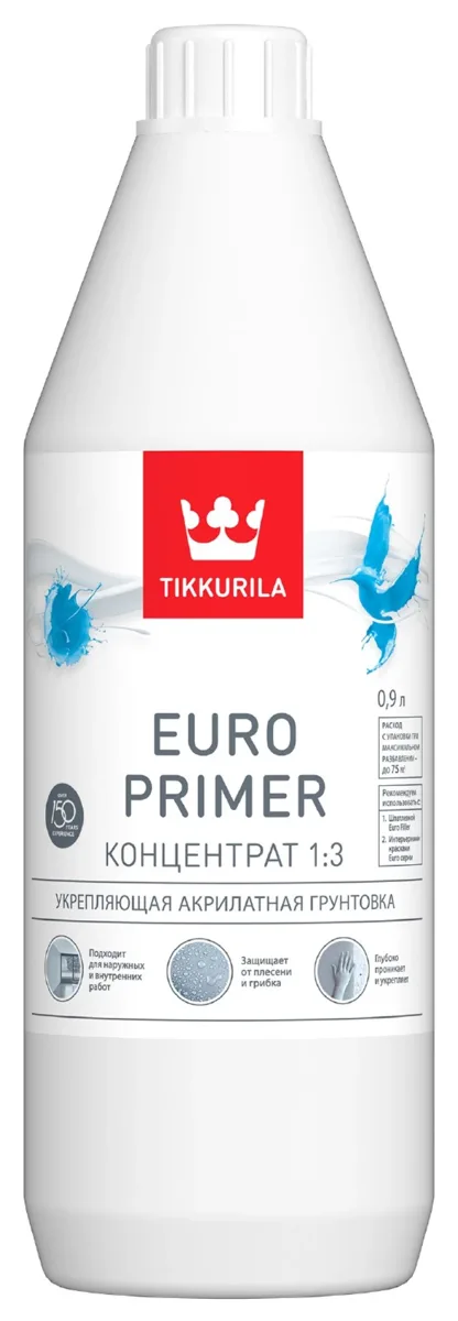 Укрепляющая акрилатная грунтовка Tikkurila Euro Primer 0,9 л 700001236