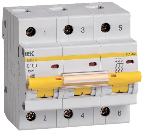 KARAT Автоматический выключатель ВА47-100 3P C 100А 10кА IEK