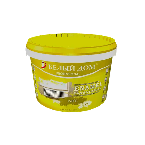Латексная термостойкая полуглянцевая краска ENAMEL Белый Дом радиаторная, 3кг