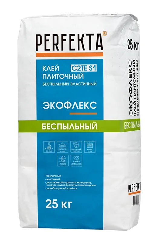 Клей плиточный беспыльный эластичный Экофлекс C2TE S1, 25 кг