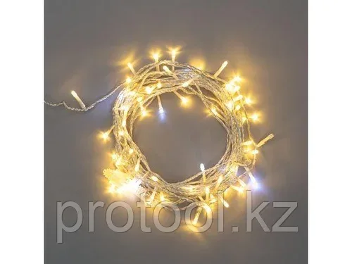 Гирлянда "Нить" 10м, 75LED, IP44, прозрачный ПВХ, цвет свечения теплый белый (Тип питания: 230В. Мерцающий