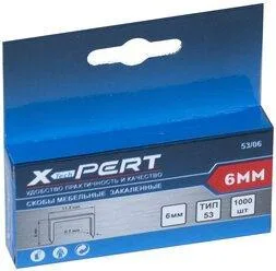 Скобы мебел. 6 мм. "X-PERT" "КВАДРА" тип 53