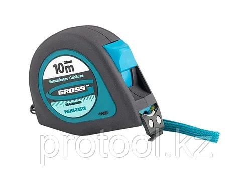 Рулетка "Ergonomisch",10 м x 25 мм, магнитный обрезиненный зацеп// GROSS