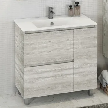 Тумба-умывальник Верона-90 дуб белый с раковиной COMFORTY 90Е
