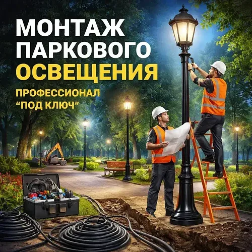 Монтаж парковых светильников. Замена фонарей уличного паркового освещения.