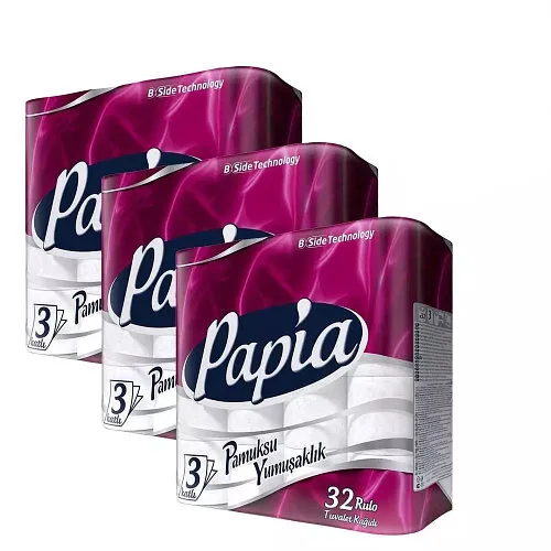 Туалетная бумага Papia 3 слоя, 32 упаковки по 3 рулона