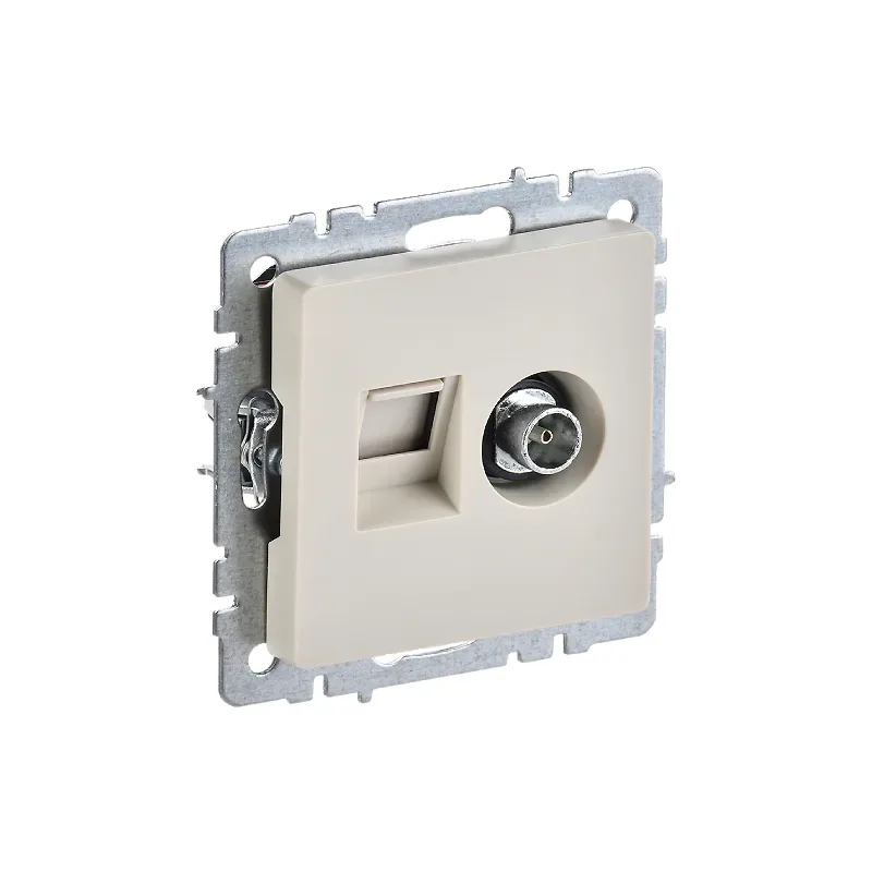 BRITE Розетка 2я TV+RJ45 кат.5Е бежевый механизм, РТВ/РК12-БрКр ИЭК NEW