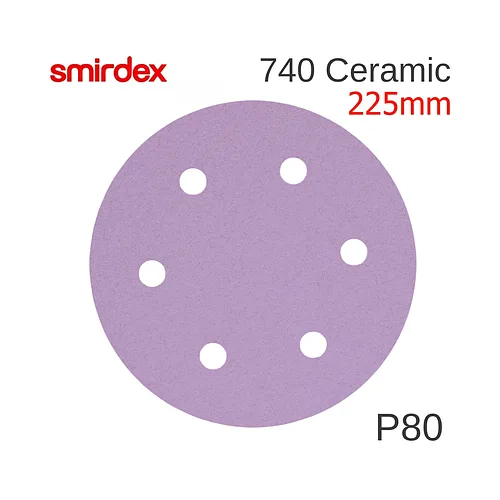 Абразивный круг (керамика) P80 225мм SMIRDEX Ceramic Velcro Discs 6 отверстий