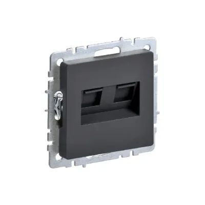 Розетка 2-ая компьютерная RJ45 кат.5E "BRITE" графит (1/100)