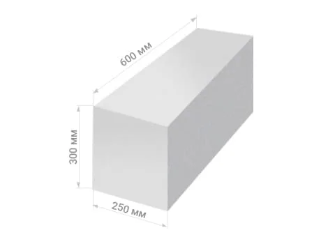 Автоклавные газоблоки 250х300х600 мм