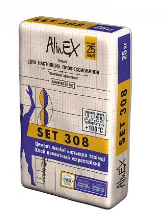 Цементный жаростойкий клей AlinEX SET 302 25 кг