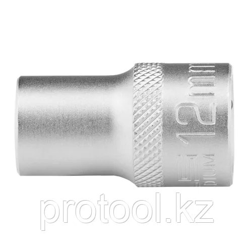 Головка торцевая, 12 мм, 12-гранная, CrV, под квадрат 1/2", хромированная// Stels