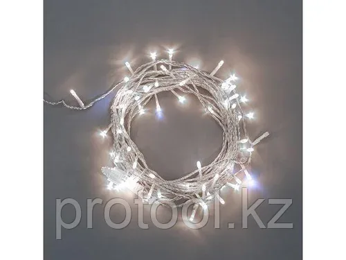 Гирлянда "Нить" 10м, 75LED, IP44, прозрачный ПВХ, цвет свечения белый (Тип питания: 230В. Мерцающий Flashing)