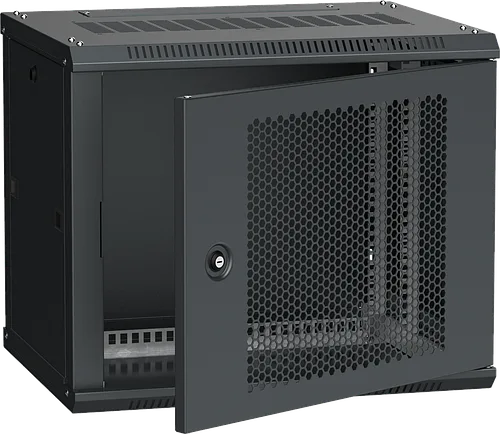 ITK Шкаф настенный LINEA W 9U 600х450мм дверь перфорированная RAL 9005