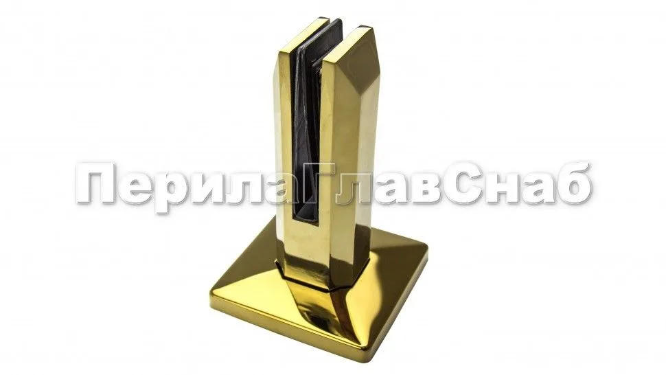 Стеклодержатель литой напольный, плоский 50х50х160 мм, полированный, под золото (AISI 304) Фk275-88