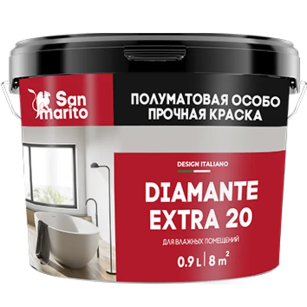 Краска полуматовая особо прочная "San Marito Diamante Extra 20" 2,7 л