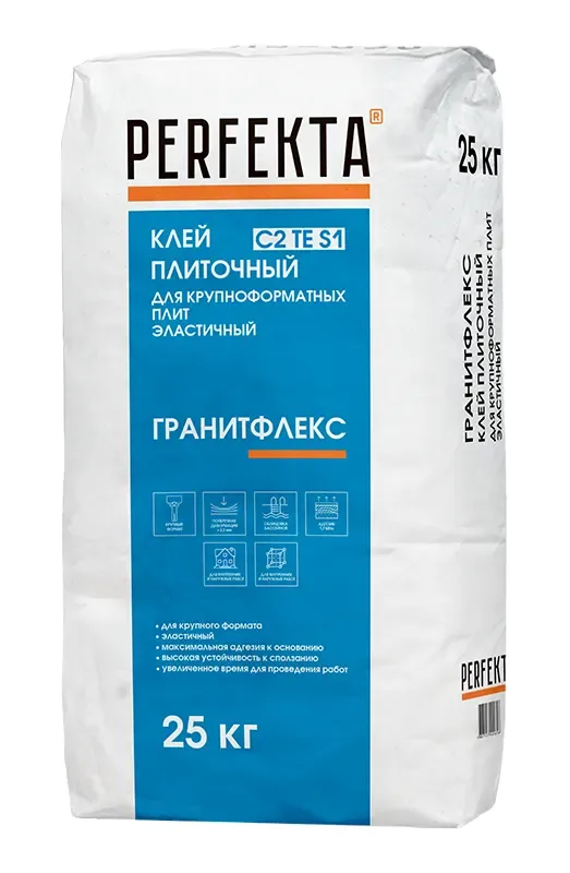 Клей плиточный для крупноформатных плит эластичный Гранитфлекс C2TE S1, 25 кг