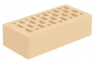 Кирпич одинарный (1НФ), 250х120х65 мм, Слоновая кость, гладкий