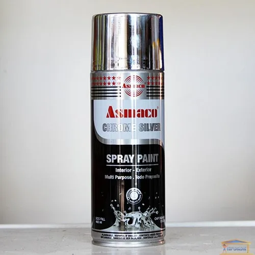 Краска аэрозольная акриловая ASMACO, Хром-серебристая (Chrome Silver), 400 мл