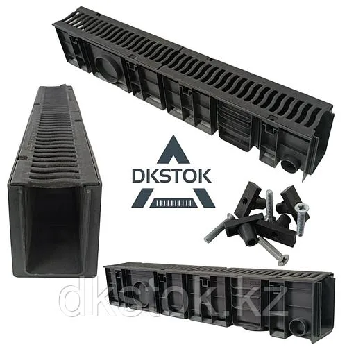 Пластиковый водоотводный лоток SteeStart DN100 H180, с чугунной решеткой кл. С250