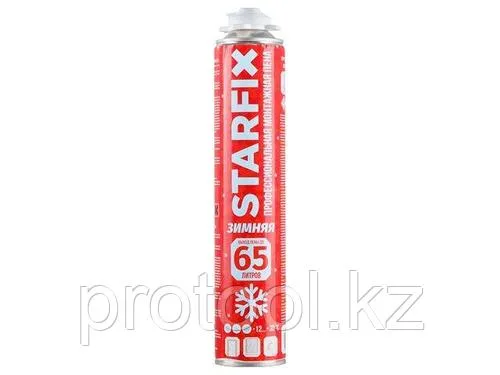 Пена монтажная профессиональная зимняя STARFIX Gunfoam Winter 65 (850 мл) (Выход пены до 65 литровТемпература