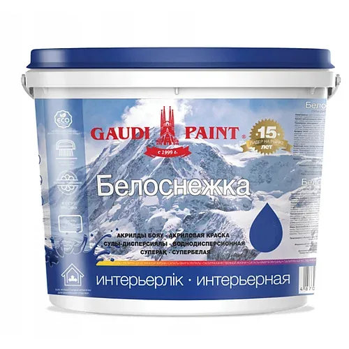 Эмульсия Gaudi Paint Белоснежка 10 кг акриловая