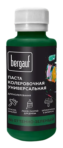 Бергауф, Паста колеровочная универсальная, "ТЁМНО-ЗЕЛЁНЫЙ" 0.1л