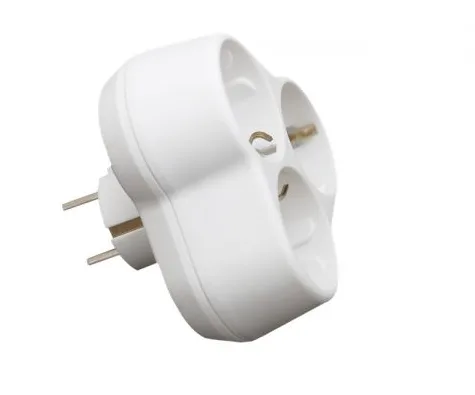 Тройник (ромашка) бытовой 3 места 2P+PE 16А 230V белый NDPlast