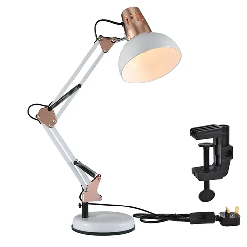 Настольный светильник. 810B + Clip E27 WH+GOLD UK
