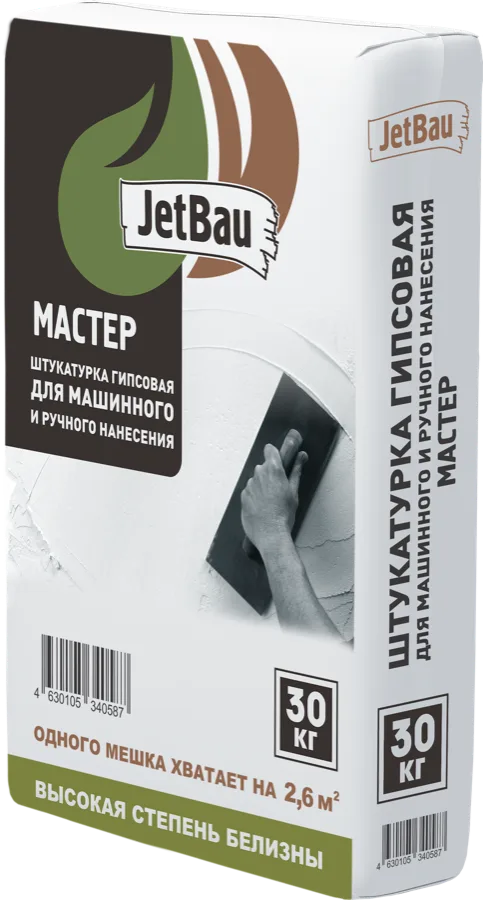 Штукатурка гипсовая JetBau "Мастер" ручного и машинного нанесения, 30 кг